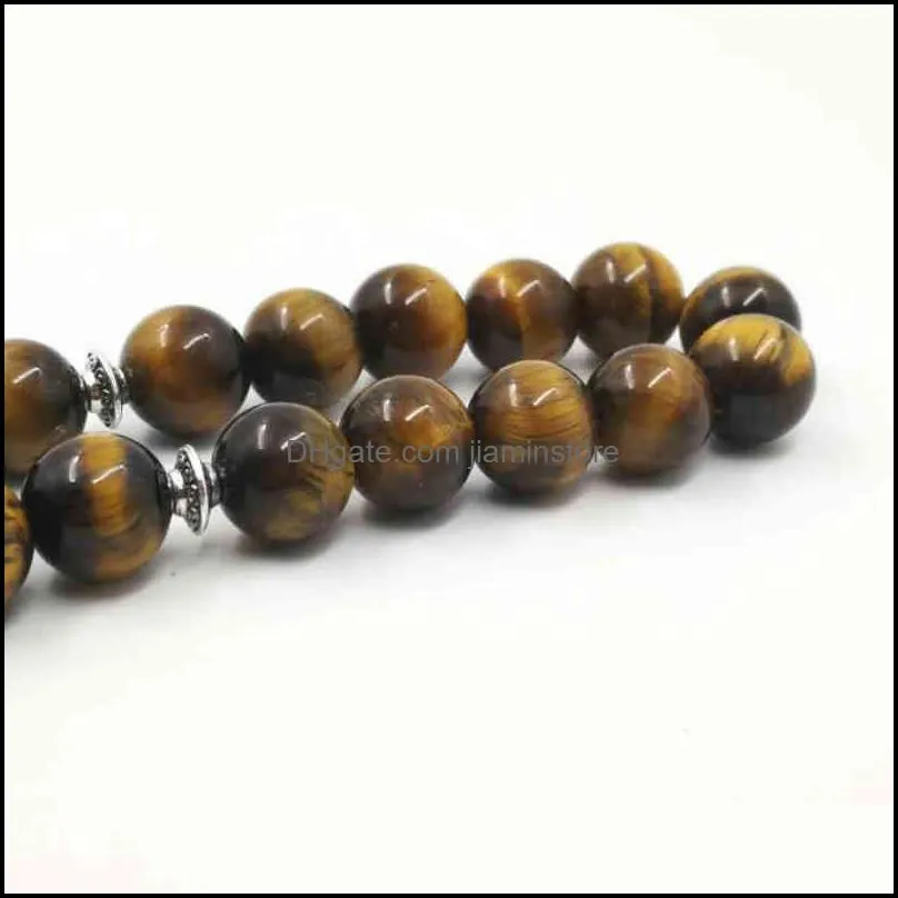 style Man`s Tasbih style Tiger eyes natural stone Muslim rosary islam 33 66 99 beads Fashion Bracelets 220210