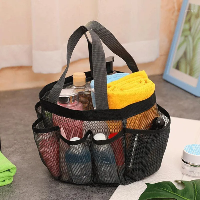 Sacos de Armazenamento 8-Pocket Portable Malha Saco de Praia Infantil Brinquedos Quick Bathroom Artecedora Produtos de higiene pessoal contendo verão Cosmético ao ar livre