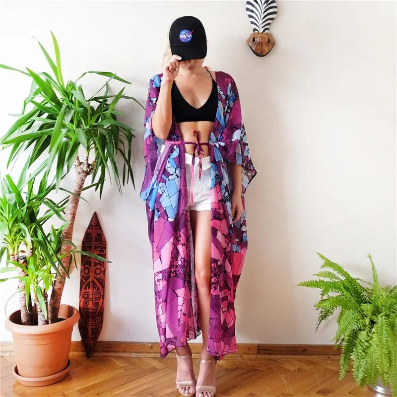 Compra Vestidos Casuales Mujeres Floral Cardigan Boho Kimono Señoras Playa  Ropa De Playa Encubrir El Vestido De Playa Elegante Playa Suelta Larga  Barato | Entrega Rápida Y Calidad | Es.Dhgate