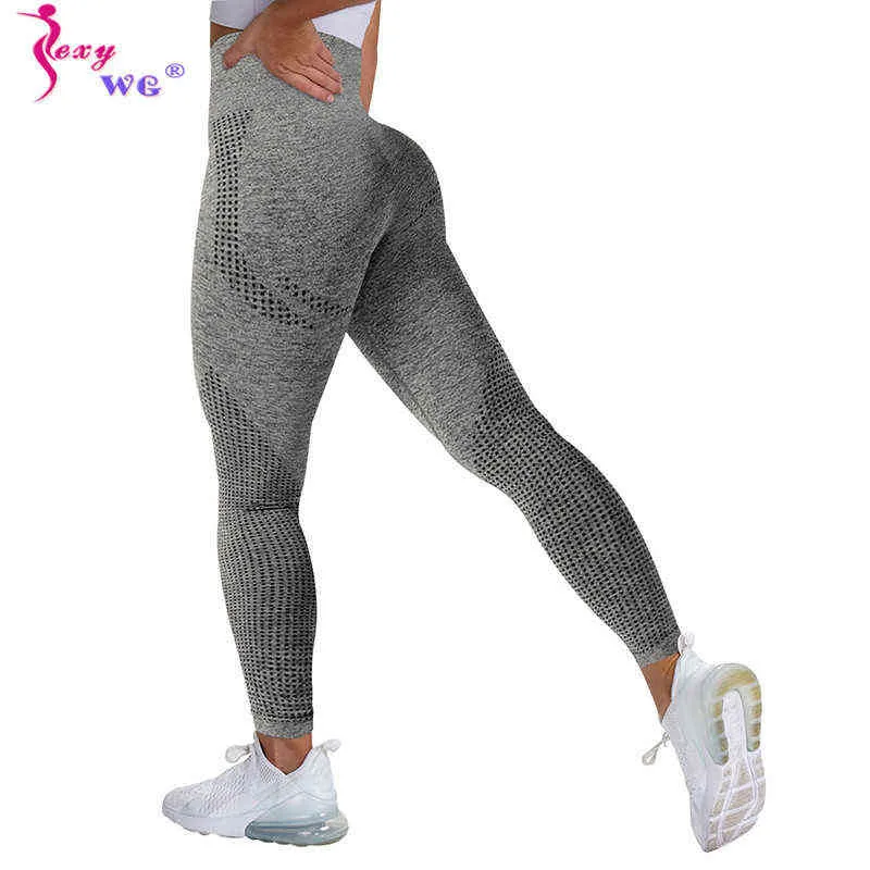 SexyWG фитнес йога наголовки женщин с высокой талией бесшовные тренировки брюки мода сексуальная приклада толчок спортзал спортивные леггинсы Activewear H1221