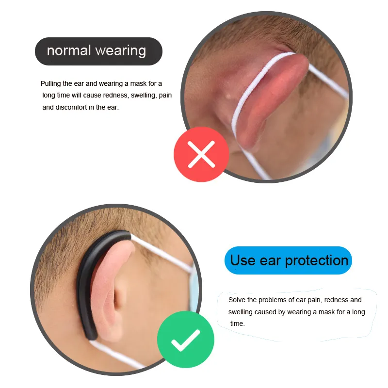 1 Pair Mask Artifact Protects Ears Relieves Pain Adults Children Universal Anti-Leash Anti-Slip Seamless Silicone Hook XG0328