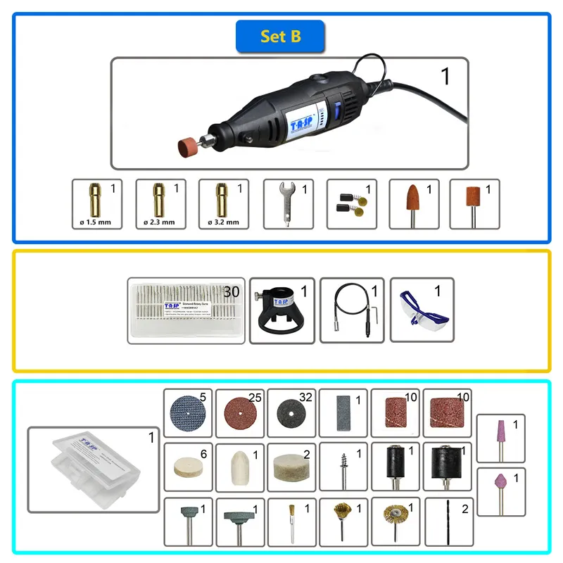 175PC TASP Drill-Engraver-Kit Accessories Rotary-Tool-Set Dremel Mini Drill  220V