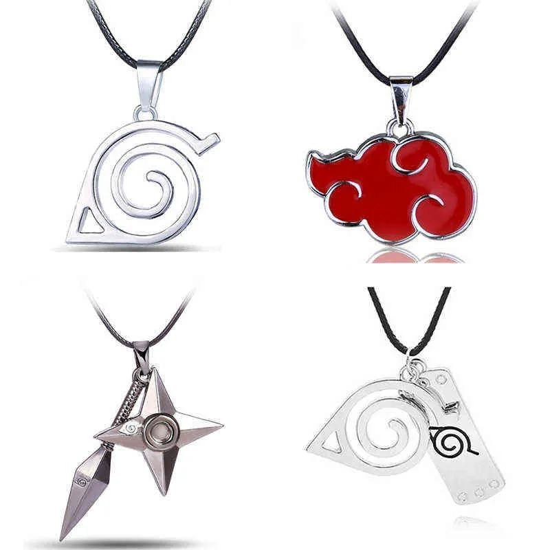 Anime cosplay halsband akatsuki organisation röd moln tecken metall hängsmycke halsband för män kvinnor smycken tillbehör g220310