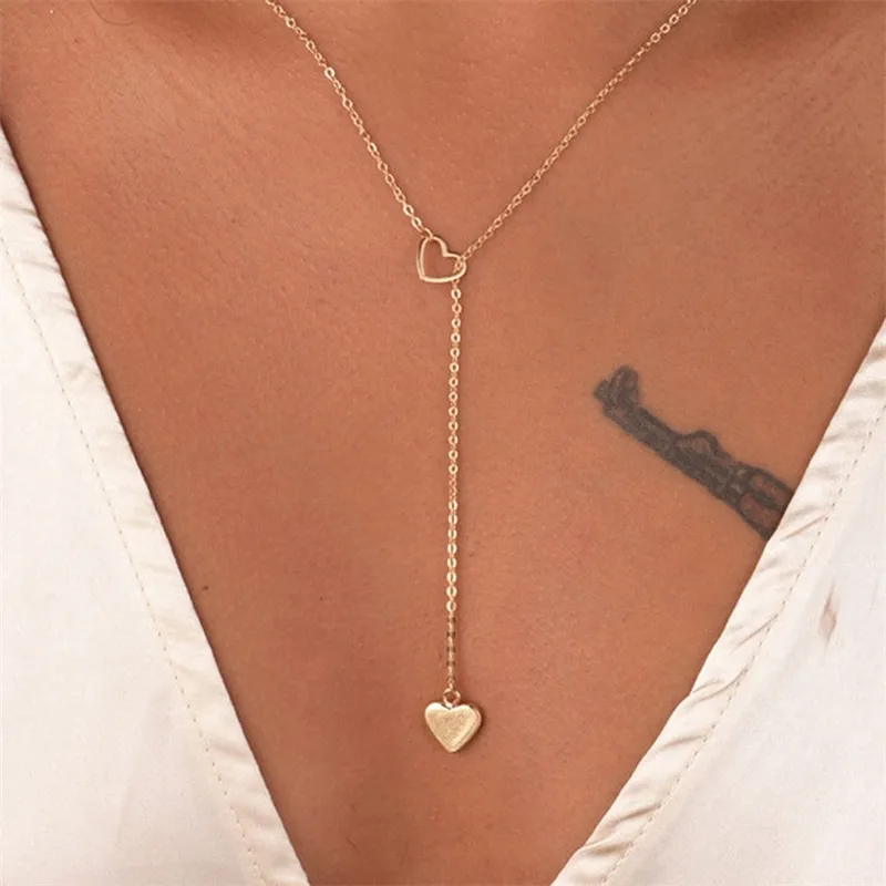 موضة جديدة العصرية مجوهرات النحاس القلب سلسلة ربط قلادة هدية للنساء فتاة
