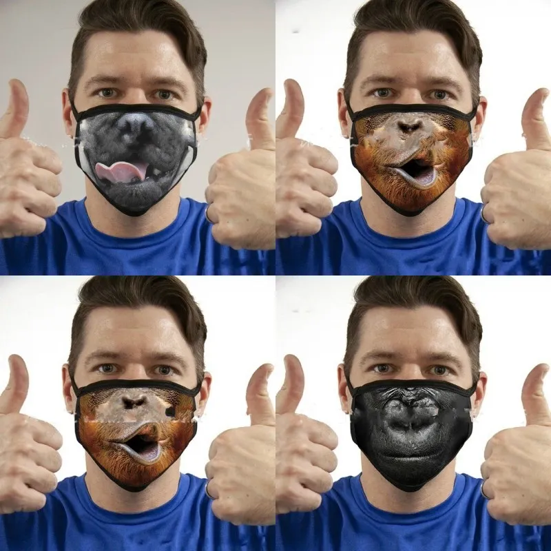Hayvan Desen Ağız Maskeleri Faiz Baskı Kulak Asılı Tip Toz Geçirmez Yıkanabilir Erkek Kadın Yüz Maskesi Katlanabilir 3 5yl J2