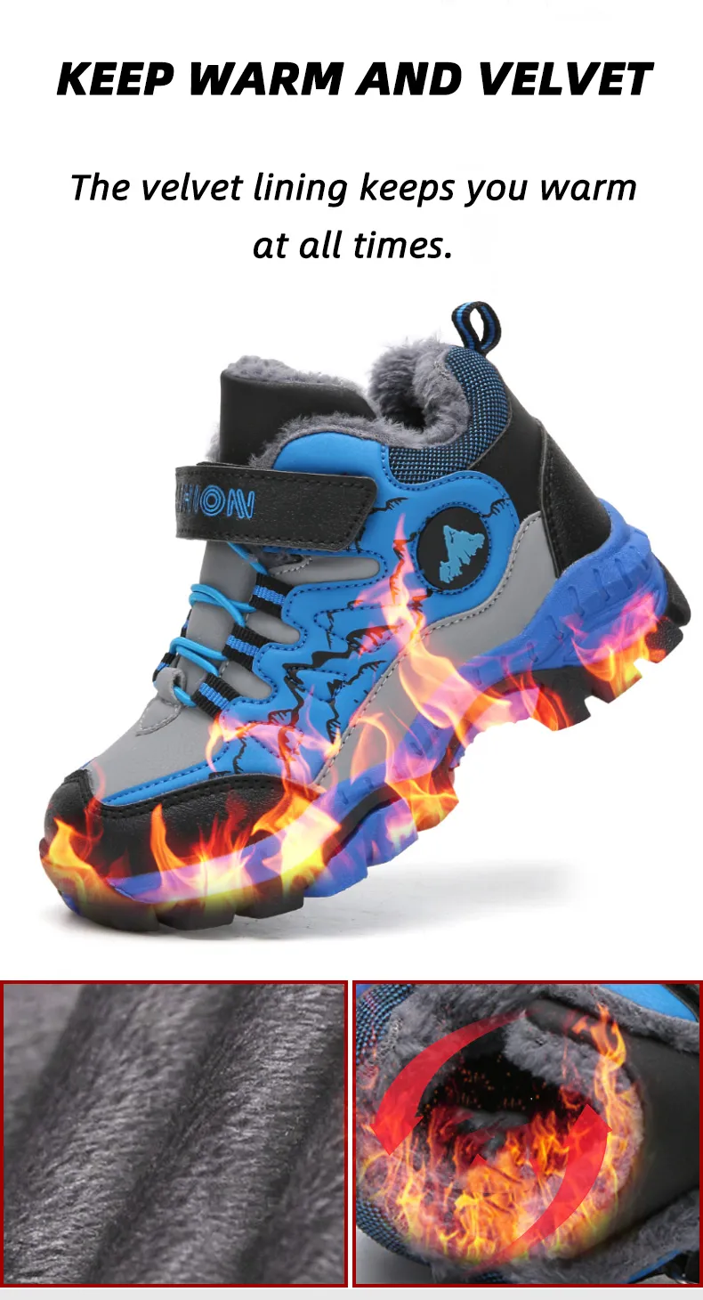 Kinderschoenen Winter Buiten Wandelen Warm Veet Waterdichte Laarzen TPR Schokabsorptie Trekking Jongens Kinderschoen Hardlopen_voghion.com