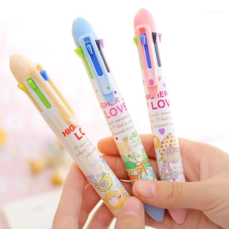 Stylos à bille 12 pièces sept couleurs arc-en-ciel stylo multicolore noyau noir étudiant belle couleur multifonctionnel coréen papeterie1