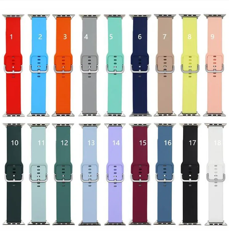 Silicon Watchband Dla Apple Watch Bands Luksusowe paski Iwatch 7 6/5/4/3/1 Wild Style Trwałe Pin Klamra 41mm 42mm 44mm 45mm 40mm Sport Watch Band Wymiana Bransoletka