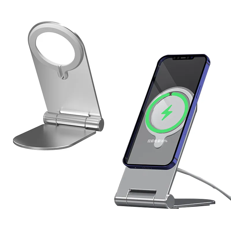 Magsafe Charger Aluminum Alloy Wireless Charging Mount Desktop Bracket for iPhone 15 14 13 12 Pro Max 용 접이식 전화 스탠드 홀더