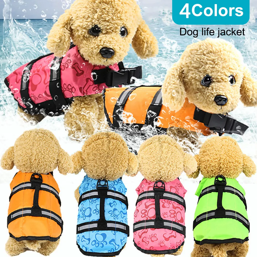 XS-XL Puppy Dog Rescue Swimming Wear Abbigliamento di sicurezza Gilet Costume da bagno Outdoor Pet Dog Cat Float Doggy Life Jacket Gilet guardia Y200922