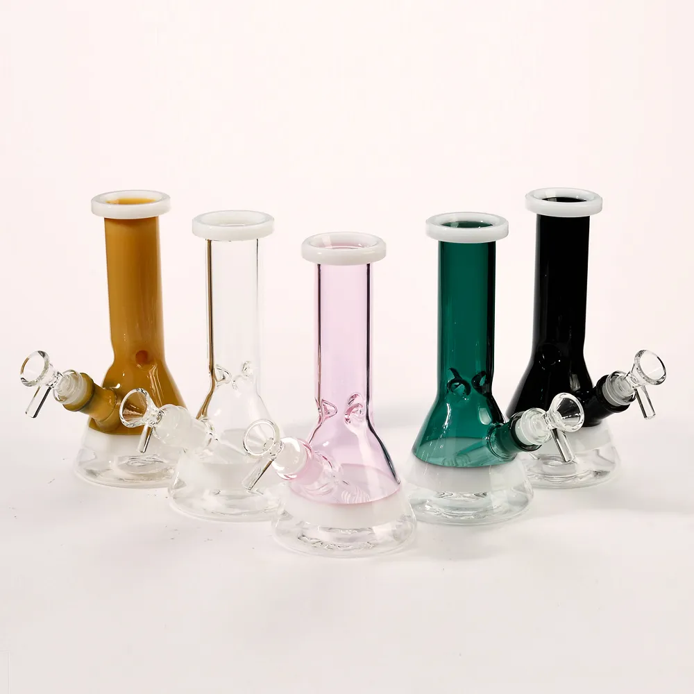 Glas vatten rör rök 18mm kvinnlig gemensam 200mm lång heady oljeplatta bubbler bong flera färg hookah