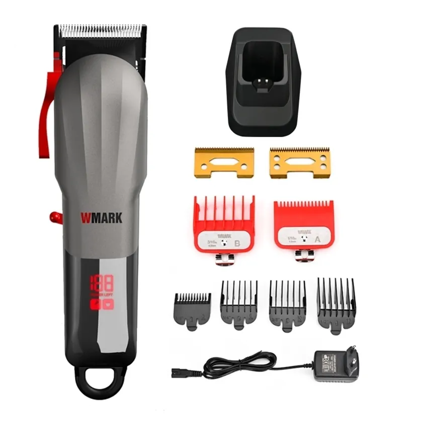 WMARK NG-115 Arrivas Cortador de Cabelo Recarregável Cordão Aparador Sem Fio Com Bateria LED Cortador Display 220216