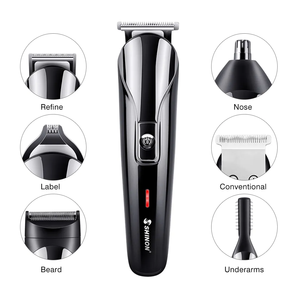 Rasoir électrique hommes tondeuse à cheveux électrique professionnelle 6 en 1 Machine de coupe de cheveux multifonctionnelle tondeuse à cheveux Rechargeable pour barbe nez E