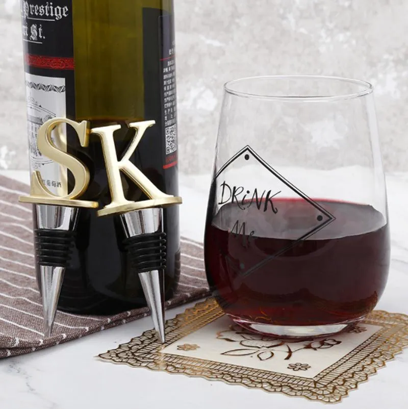 Gold Letter Wine Stoppers Red Wine Bottle Stopper Wine Bottle Sealers Caps Kitchen Bar Tools