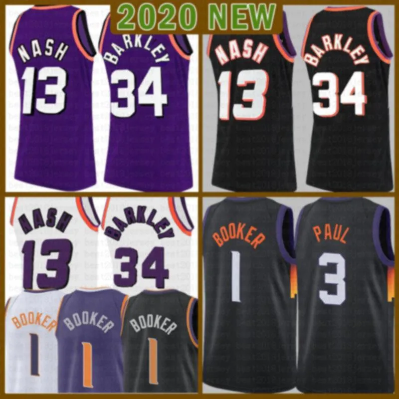 2021 New Devin 1 Booker basketball jersey Chris Mens 3 Paul Mesh Retro Steve 13 Nash Cheap Charles 34 Barkley Youth Kids Purple