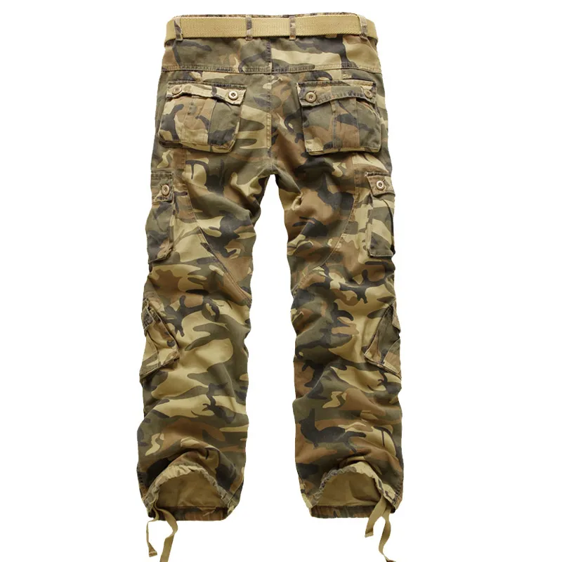 Spring & autumn Men's Loose Multi-Pocket Camouflage Pants Men Casual Cotton Straight Washed-Pocket Pants Male Trousers 40 LJ201104