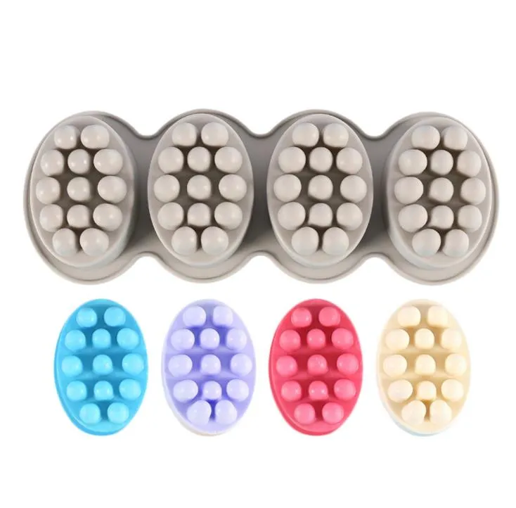 Oval Spa Soap Mould Cavity Silicone Massage Therapy Soaps Making Tool SN2772