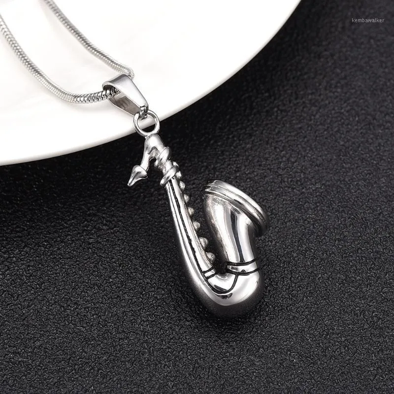 Pendentif Colliers XWJ10054 Instruments de musique Design Médaillon Sax en forme d'urne commémorative Collier en acier inoxydable Crémation Souvenir Hommes Femmes1