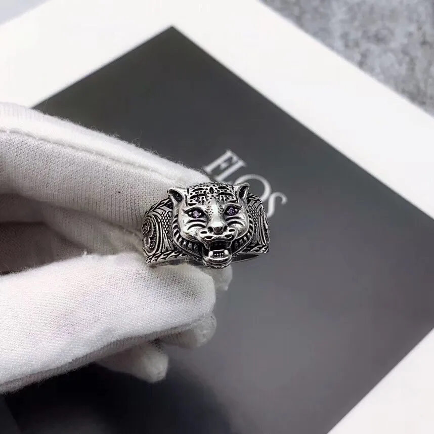 Hoge kwaliteit S925 echte zilveren ring paar ring nieuwste product ring tijger hoofd gepersonaliseerde stijl mode-sieraden aanbod