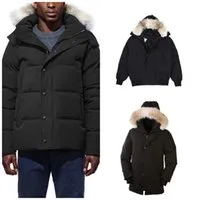 Canada Outerwear Coats Men Winter Down Jacket Bomber Jackets Thick Wolf Fur Fluffy hoodie hoodies Coat Outdoor Classic Male Windproof Warm