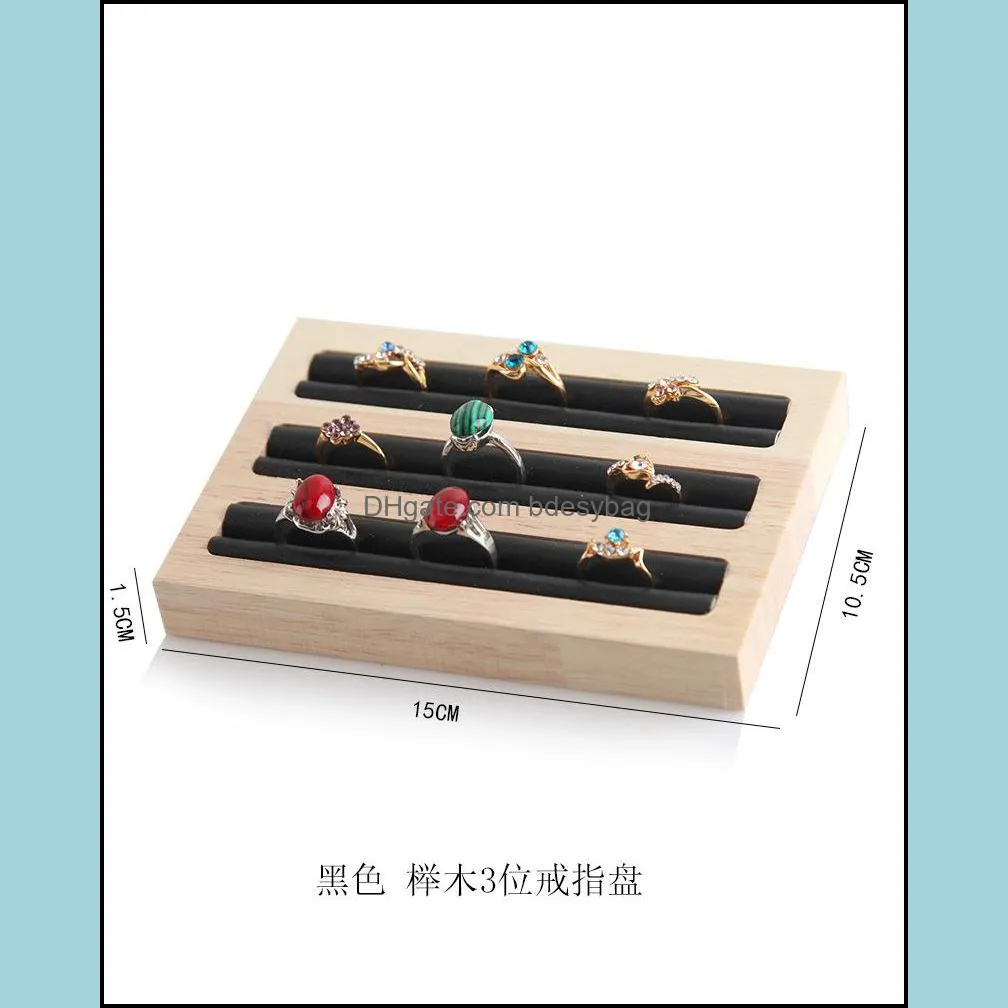 Natural Bamboo Wood Rectangular Ring Earring Display Tray Earring Storage Tray Jewelry Display Stand Counter Storage Box