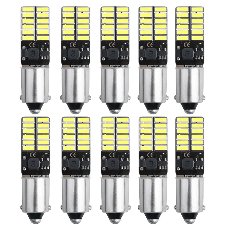 100x BA9S T4W T11 Светодиодные лампы CANBUS 4014 24 SMD Нет ошибок Интерьерные светильники для чтения автомобилей Парковка Light Lize Plation Лампочки белый 12V