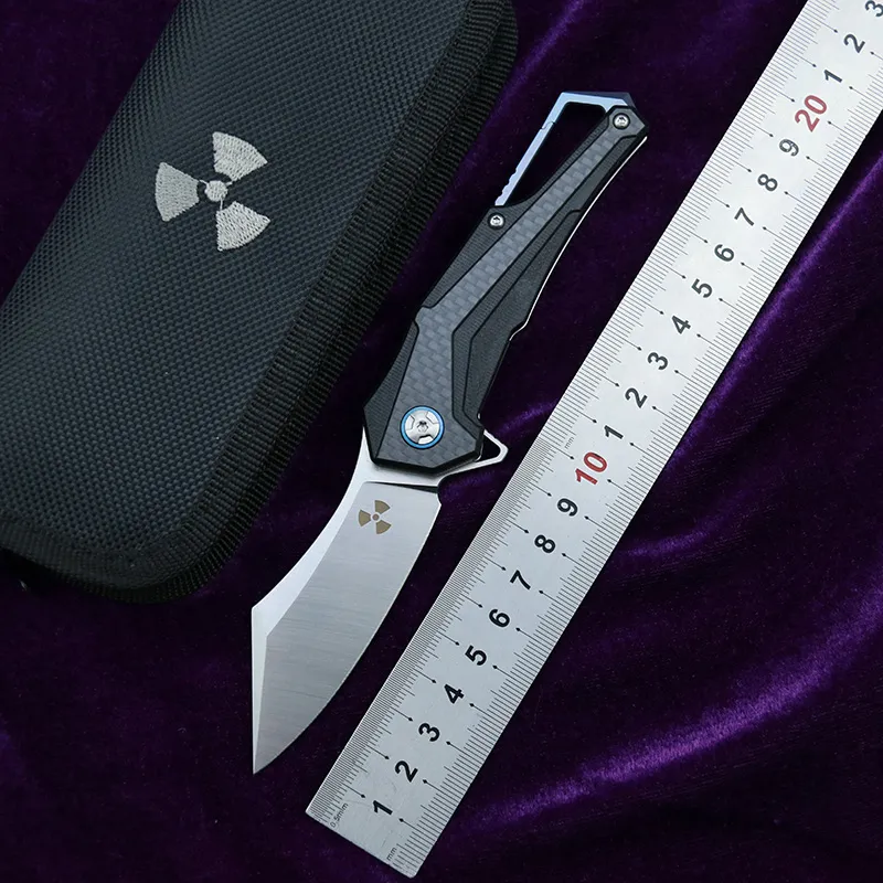 NIEUWE JR3412 Flipper D2 Staal Blade Koolstofvezel + Staal Handvat Outdoor Jacht Pocket Keuken Fruit Vouwen Mes EDC Tool