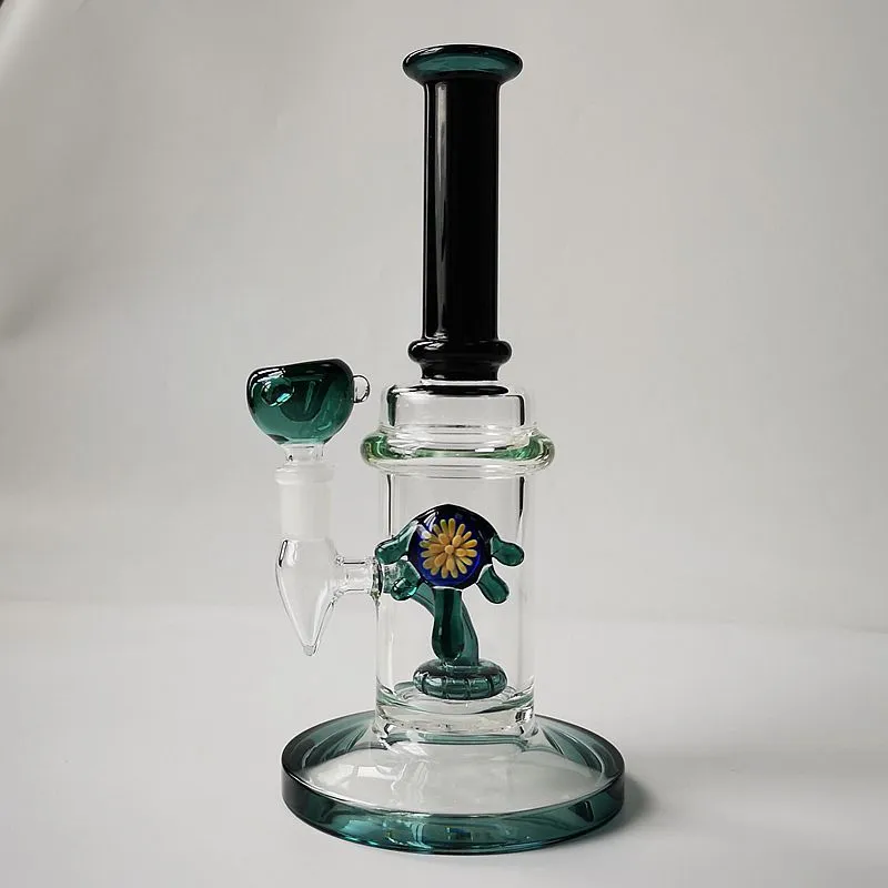 Narghilè Tubo dritto Tubo di vetro spesso Bongs Olio DAB Rigs DOWN PIANTE PERCOLLATORE PERCOLLATORE INDICATO BONG BONGS 14.5mm Pipe di acqua congiunta femmina con ciotola