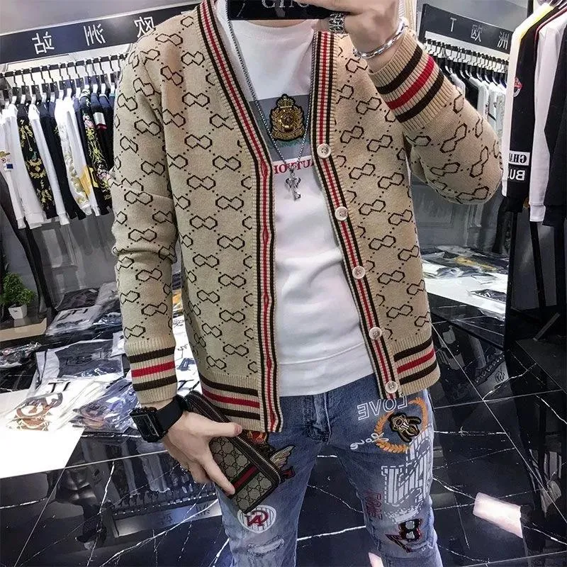 Sweter swetra mężczyzn zwykła koszula w dekolcie jesień zima szczupła fit długie rękaw męskie swetry dzianinowe kardigan pull homme top