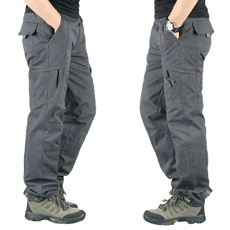 Mannen Mode Militaire Lange Broek Warm Katoen Khaki Broek Mannen Pantalon Cargo Homme Lente Herfst Tactische Cargo Broek 201109