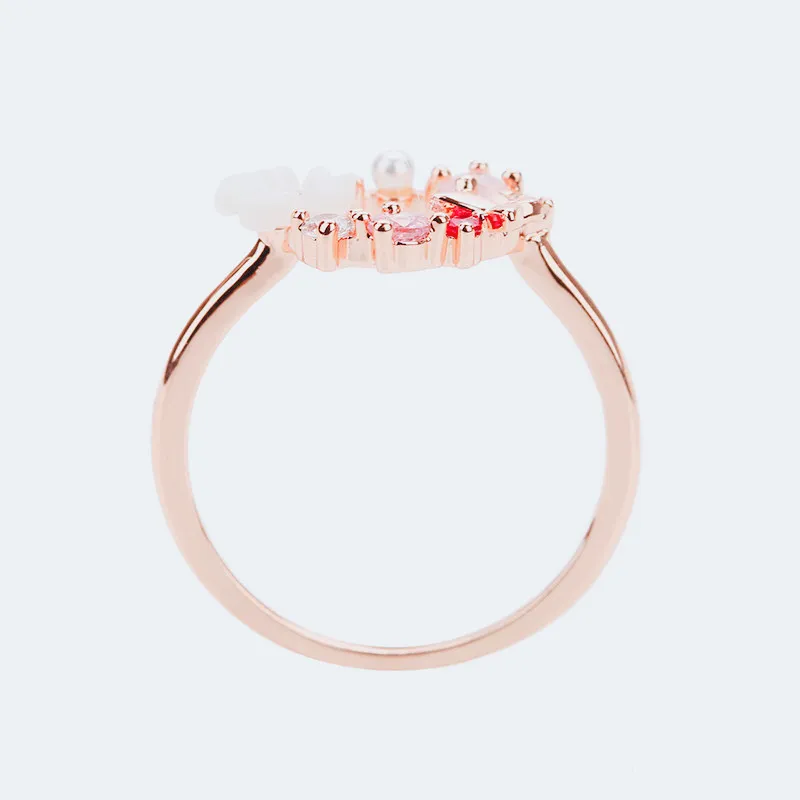 Mode Creatieve Vlinder Bloemen Crystal Finger Trouwringen Voor Vrouwen Rose Goud Zirkoon Glamour Ring Sieraden Meisje Gift Bijoux