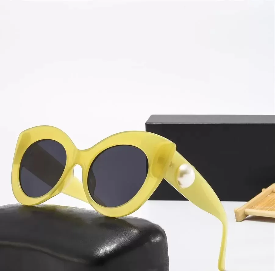 2022Fashion Pearl Designer Sunglasses High Quality Brand Sun Glasses Cat'S Eye Frame Women Eyewear 4 Color