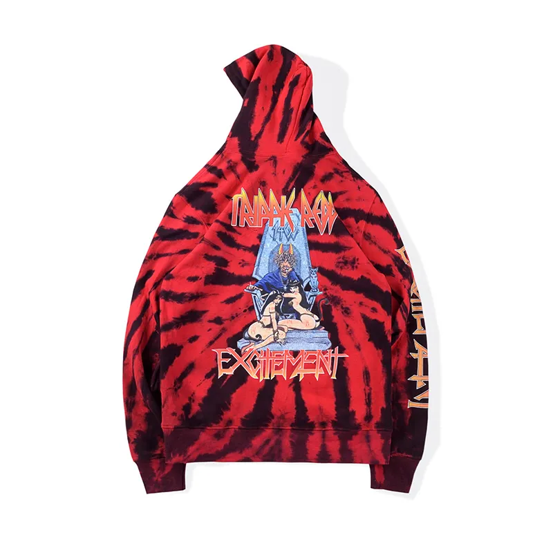 2020 ins Hot Unisex Hip Hop Stars Trippie Redd 1400 EXCITEMENTE TIE DYE HOODIE Sudadera con capucha Sudadera con capucha Hombres Mujeres Sudadera con capucha