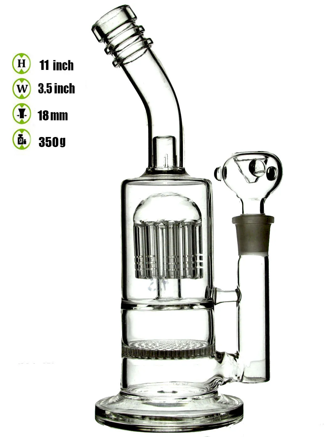 11 tums glas bong luftfilter mass kamma Slim oljeplattor DAB Rig 18mm Joint Rökning Vattenrör Turbin Percolator Top Open Glass Bongs