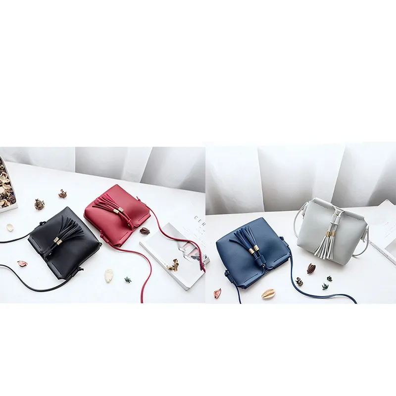 Bolsa feminina bolsa de couro PU 2021 feminino moda tassel messenger mini carteira móvel