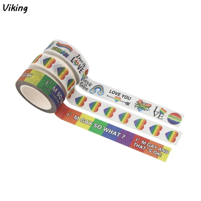 G1257 15mmX5m Washi Tape Nastro adesivo omosessuale amore opaco Arcobaleno mascheramento per adesivi Scrapbooking Cancelleria fai da te