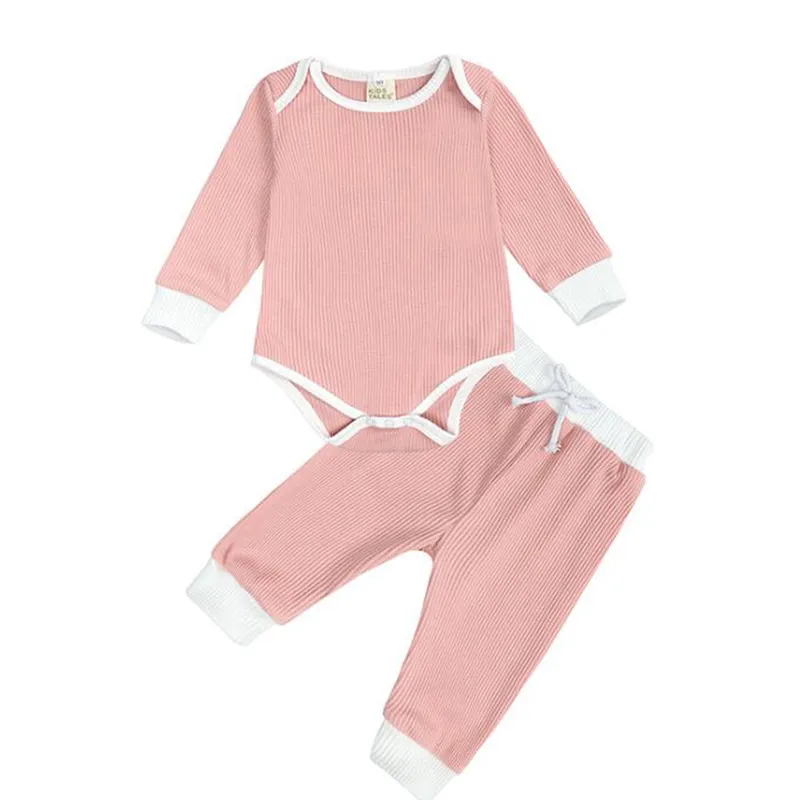 秋の冬コットンキッズパジャマ服スーツロンパー+パンツ幼児の男の子の女の子睡眠服セットベビーナイトウェア