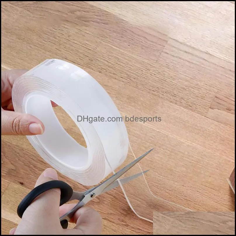 multi-purpose nano double-sided tape Waterproof clear adhesive paste 1 2 3 5 m suitable for kitchen bathroom home trim reusable Storage finishing