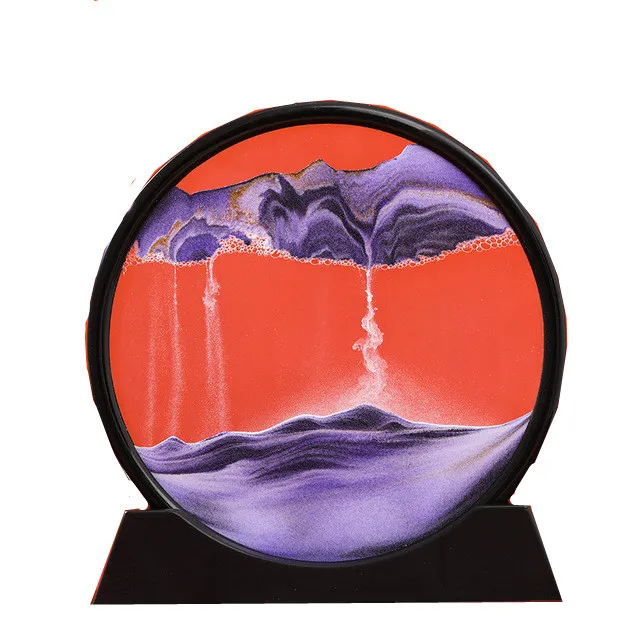 Novità Articoli 7inch Hourglass 3D Art Painting Moving Sand Art Picture Round Vetro Sandscape In Motion Display Frageing Frage Home Decor