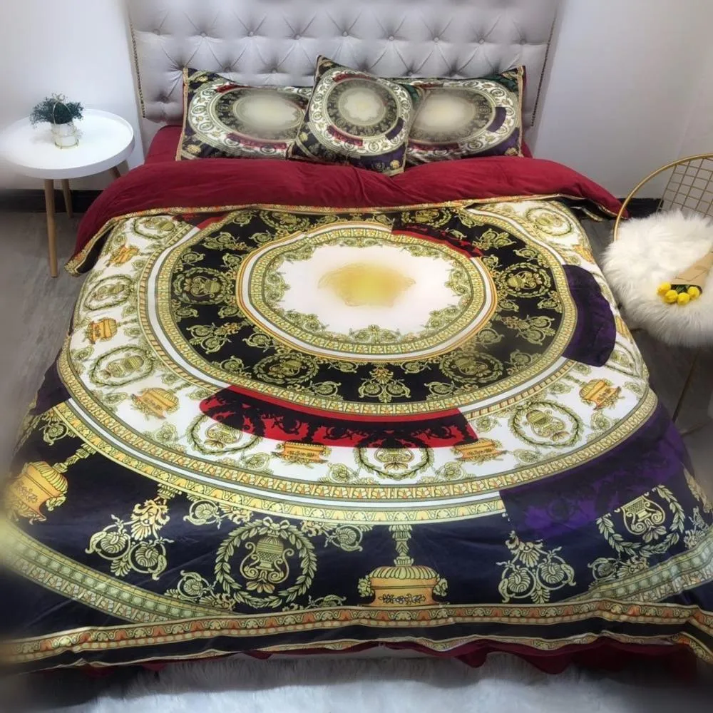 4/6pcs queen king size bedding sets super soft Crystal velvet bed set bed sheet set,bed set luxury bed linen pillowcases T200706