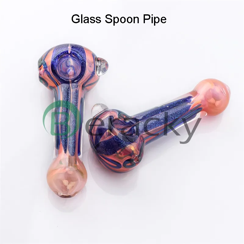 Beracky US Color Glass Spoon Pipe 4.5inches Glass Water Pipes Heady Glass Pipes For Dry Herb Smoking Accessories Dab Rigs Bongs