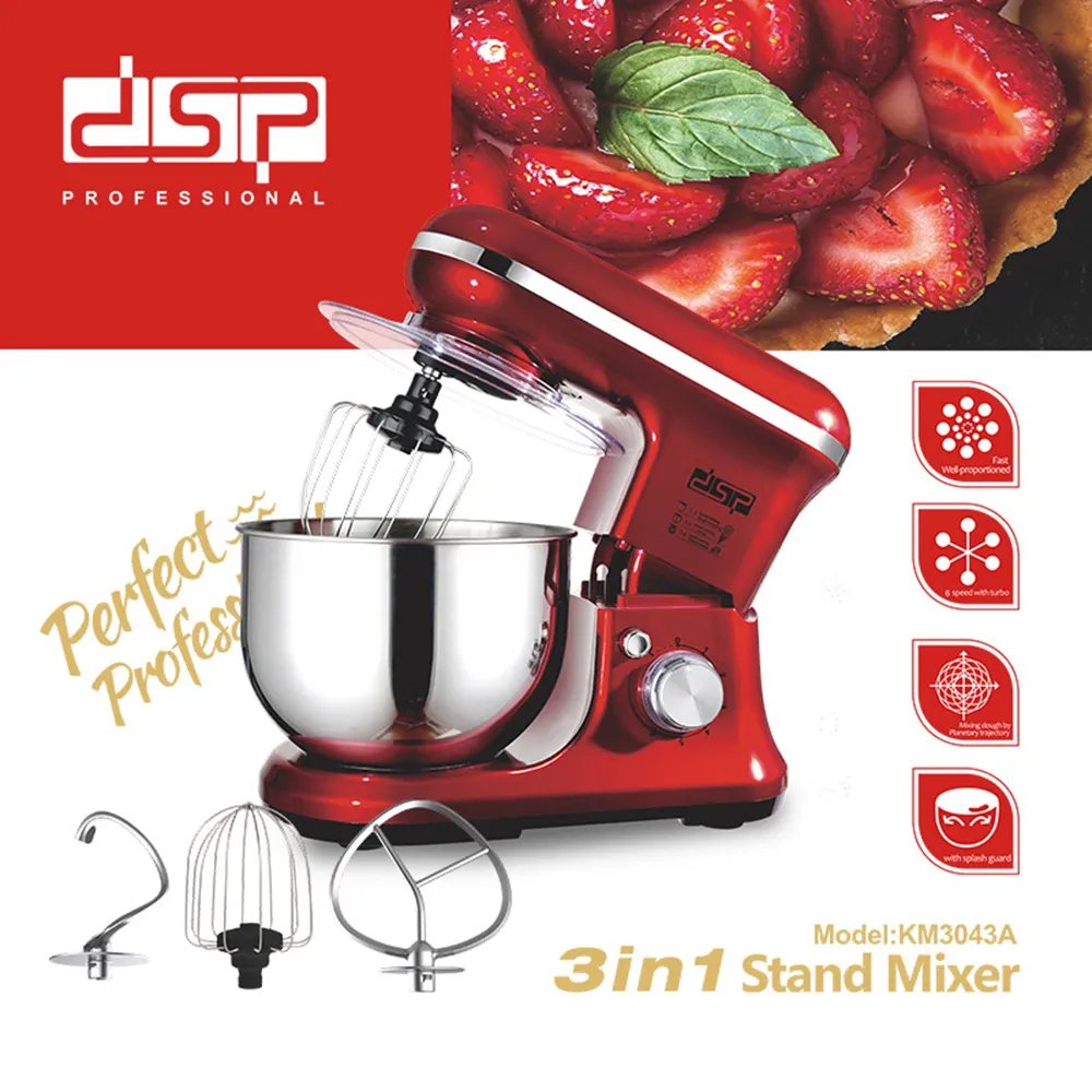 DSP 5L Hushåll Vertikal Maker Mixer Rostfritt Stål Kock Maskin Dough Food Egg Cream Salad Cake Mixer 220V