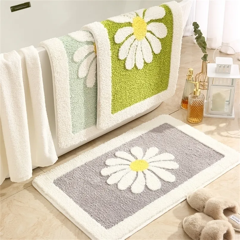 Tapis et moquette pour la maison salon petite marguerite salle de bain tapis de sol absorbant frais porte de toilette tapis antidérapants 220301