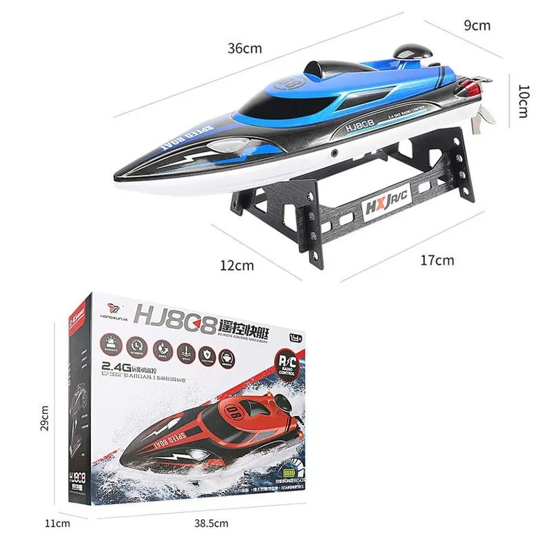 36cm 2.4G High Speed Remote Control Boat Model Strong Outdoor RC Type System Kids Gift Toy Boat Design Power Fluid T3C2