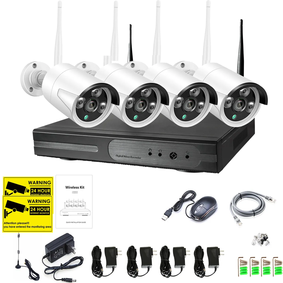 1080P 4CH wifi câmera sem fio, sistema de vigilância CCTV, 2.0MP