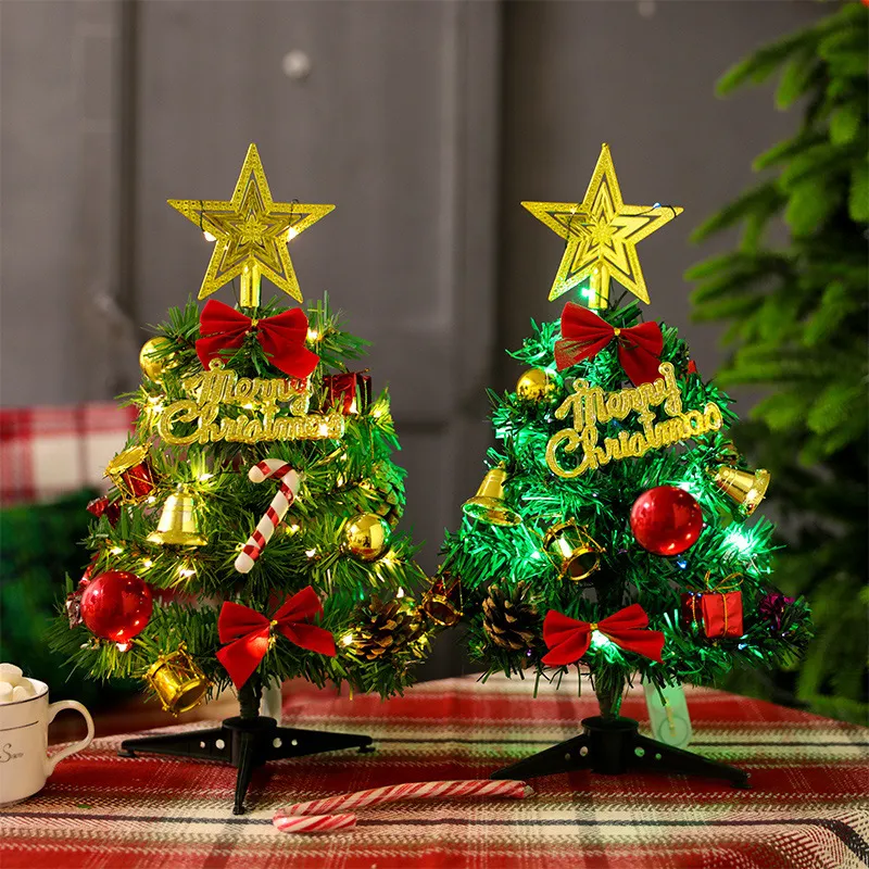 30/50 cm PVC kerstboom + kerstboom decoraties accessoires + kerst licht string voor home vakantie Dector