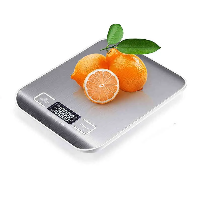 5kg / 1g / 0.1oz Escala recargable USB Escala de alimentos digital Escala de medición de precisión Pantalla LCD Accesorios de cocina de acero inoxidable 211221