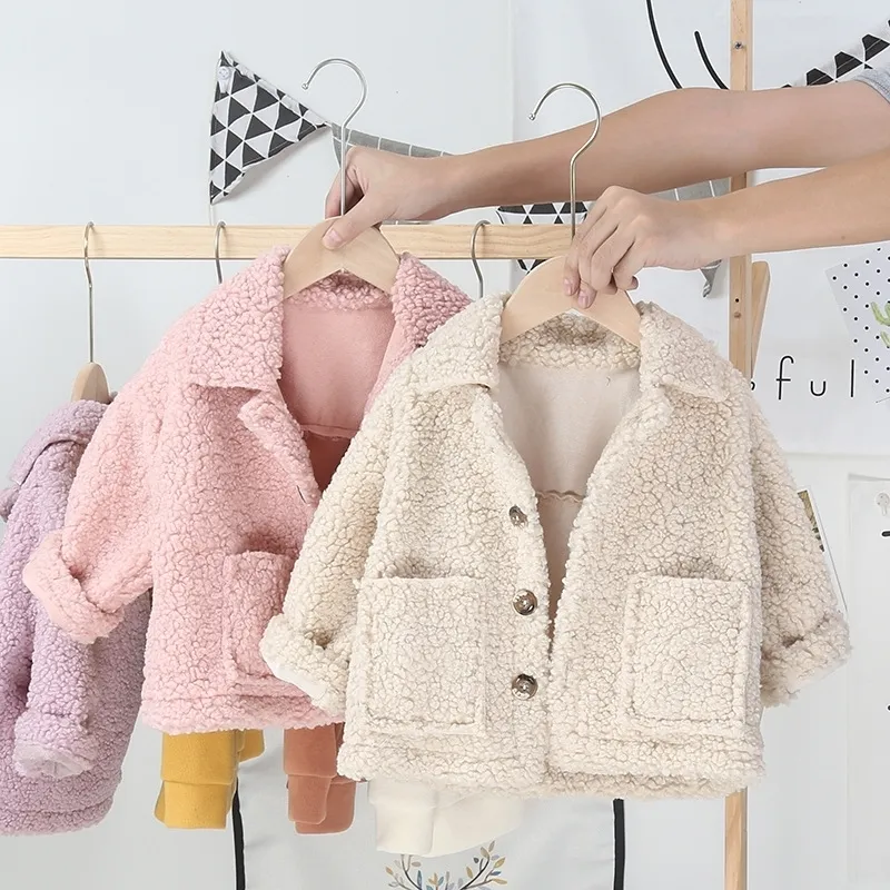 New Baby Girts Casacos Outono Inverno Engrossar Lambswool Coats for Girl Criança Crianças Roupas de Alta Qualidade Coreana Menina Coats 2020 LJ201125