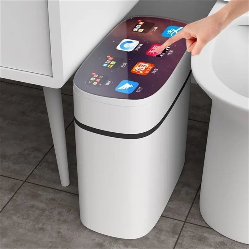 Slimme, contactloze prullenbak voor in de badkamer met automatische