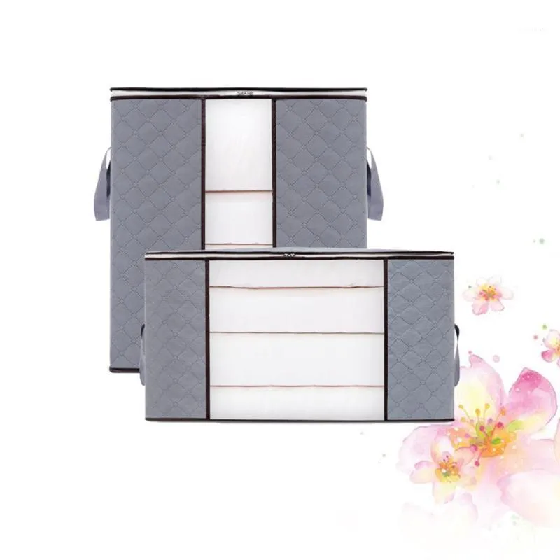 Nonwoven Closet Storage Bag Box Pouches for Clothes Blanket Quilt (Gray) Väskor